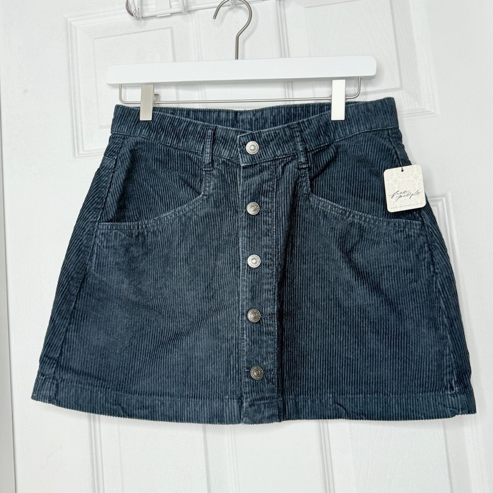 FREE PEOPLE -Ebony Blue - Corduroy Skirt - Size 6 - NWT